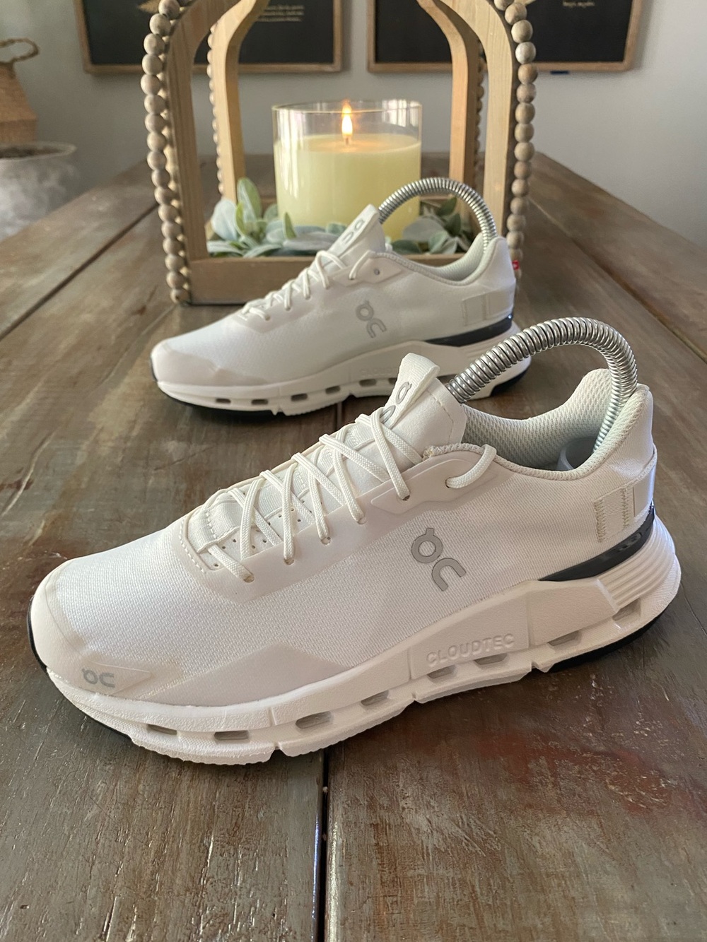 On Cloudnova Form Running Athletic Sneakers Walking Shoes Womens 6 White Eclipse